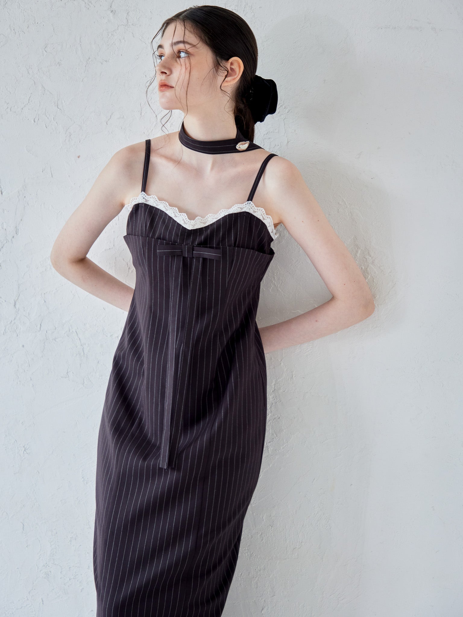 Stripe ribbon tight dress ブラック size:M model:170cm ALICE