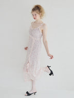 Frill slit cami dress ピンク size:M model:173cm Olesia