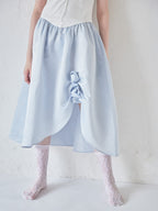 Rose satin docking rib dress ブルー size:M model:170cm ALICE