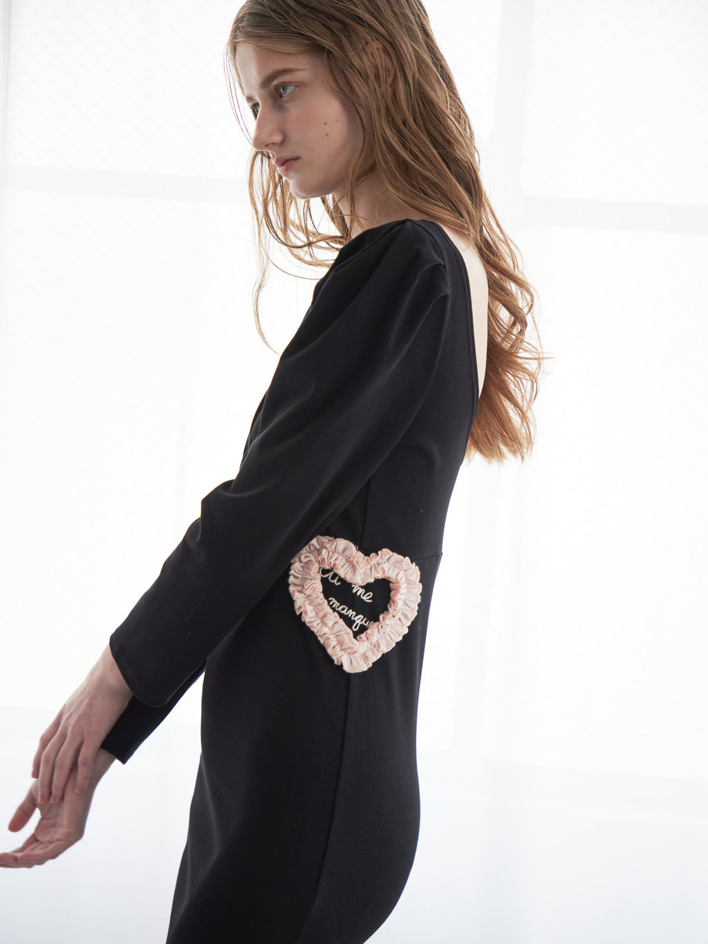 I miss you heart cut dress ブラック