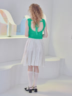 Ribbon slit pleated skirt ドット size:M model:173cm Olesia