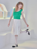 Ribbon slit pleated skirt ドット size:M model:173cm Olesia