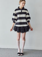 Rugby shirt and frill pants skirt ブラック size:M model:171cm ANIUTA