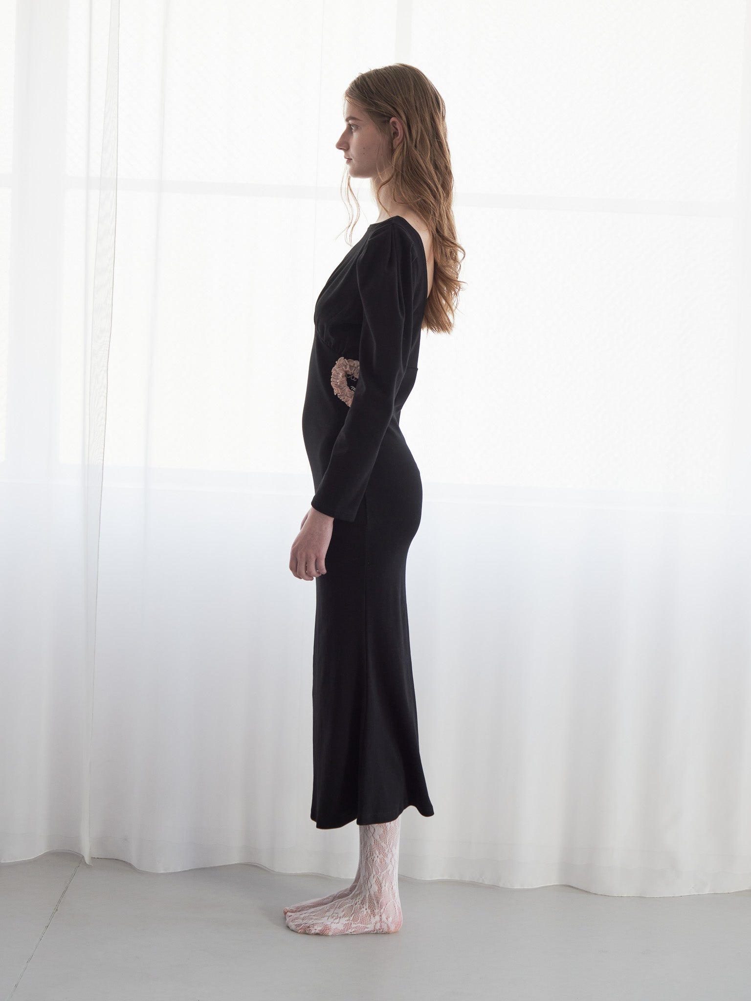 I miss you heart cut dress ブラック