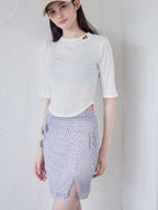 Rose crochet mini skirt サックス size:M model:170cm ALICE