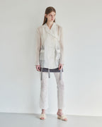 Ribbon sheer jacket アイボリー size:M model:174cm LERA