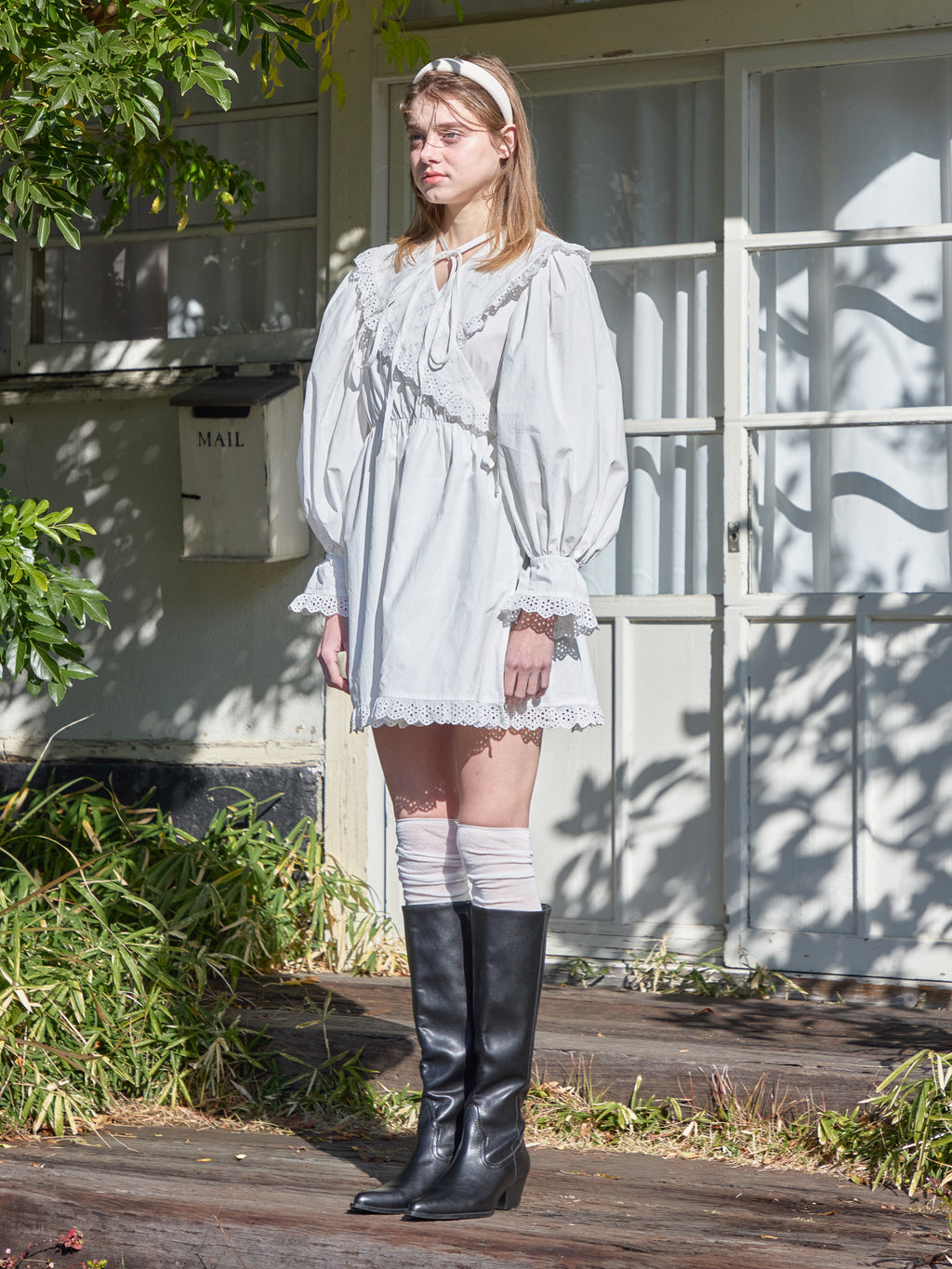 French letter collar wrap mini dress ホワイト size:M model:174cm KATERYNA