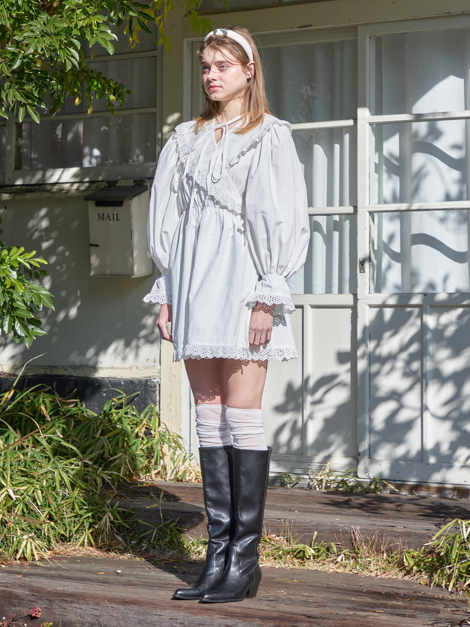 French letter collar wrap mini dress ホワイト size:M model:174cm KATERYNA