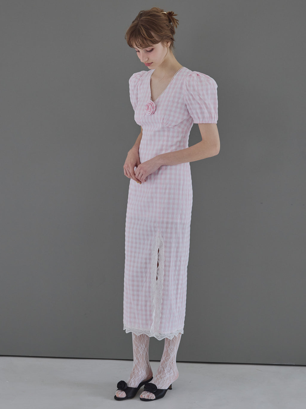 Rose gingham dress ピンク size:M model:175cm MARTA