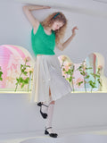 Ribbon slit pleated skirt ドット size:M model:173cm Olesia