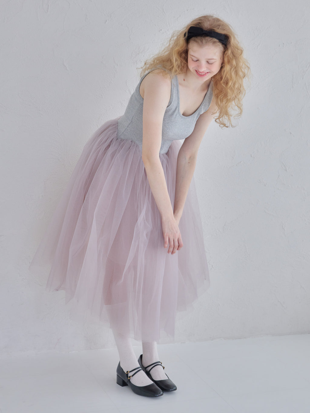 Volume tulle skirt tank dress グレー size:M model:173cm Olesia