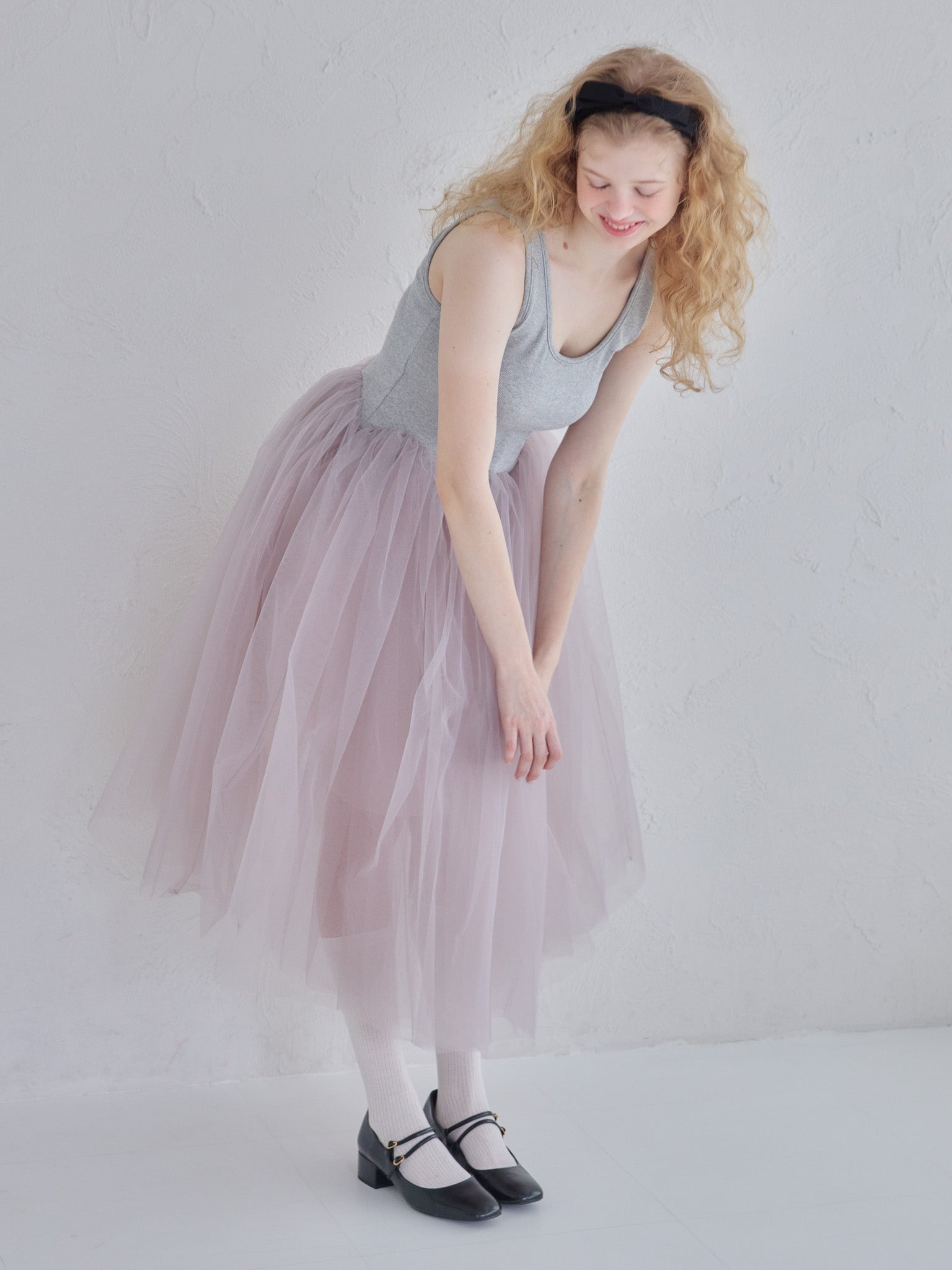 Volume tulle skirt tank dress グレー size:M model:173cm Olesia