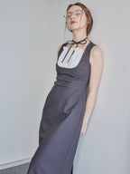 Ribbon waist dress グレー size:M model:171cm ANIUTA
