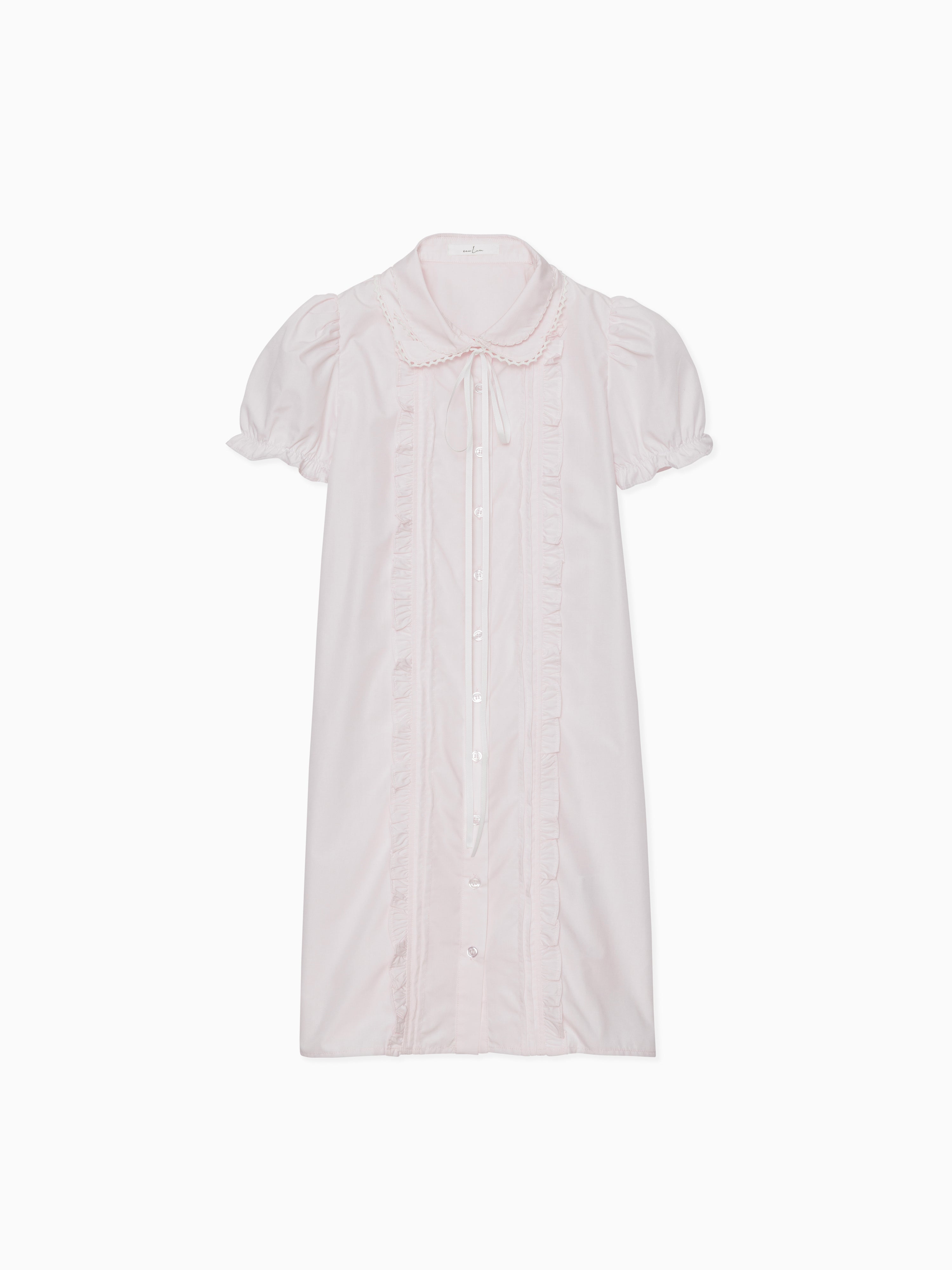 Pintuck mini shirt dress ピンク