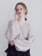 Many rose embroidery cardigan モカ size:M model:173cm ALINA