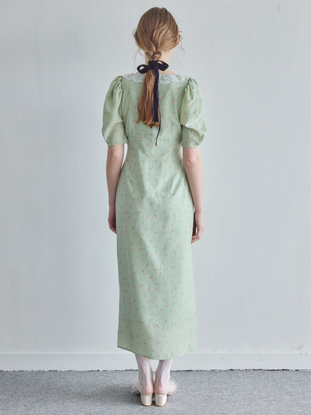 Decollete lace dress ミント size:M model:171cm ANIUTA