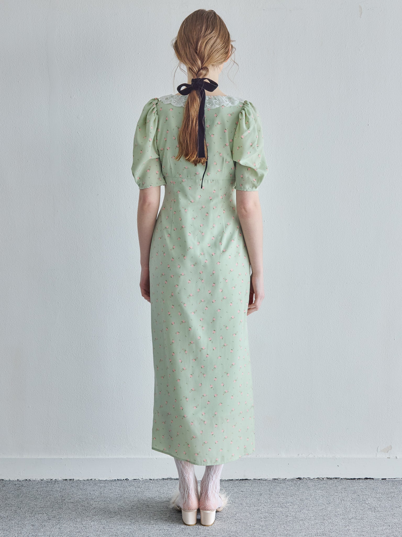 Decollete lace dress ミント size:M model:171cm ANIUTA