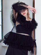 Rose tulle off shoulder blouse ブラック size:M model:174cm KATERYNA