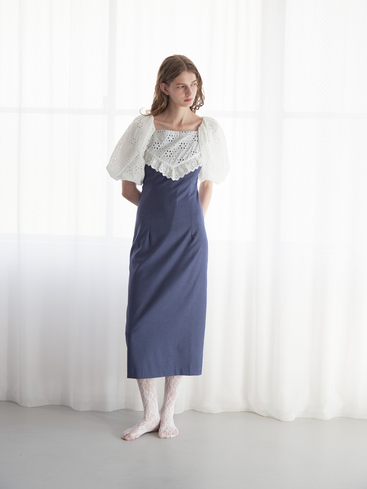 embroidered scarf dress ブルー size:M model:174cm LERA