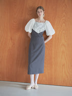 embroidered scarf dress グレー size:M model:174cm LERA