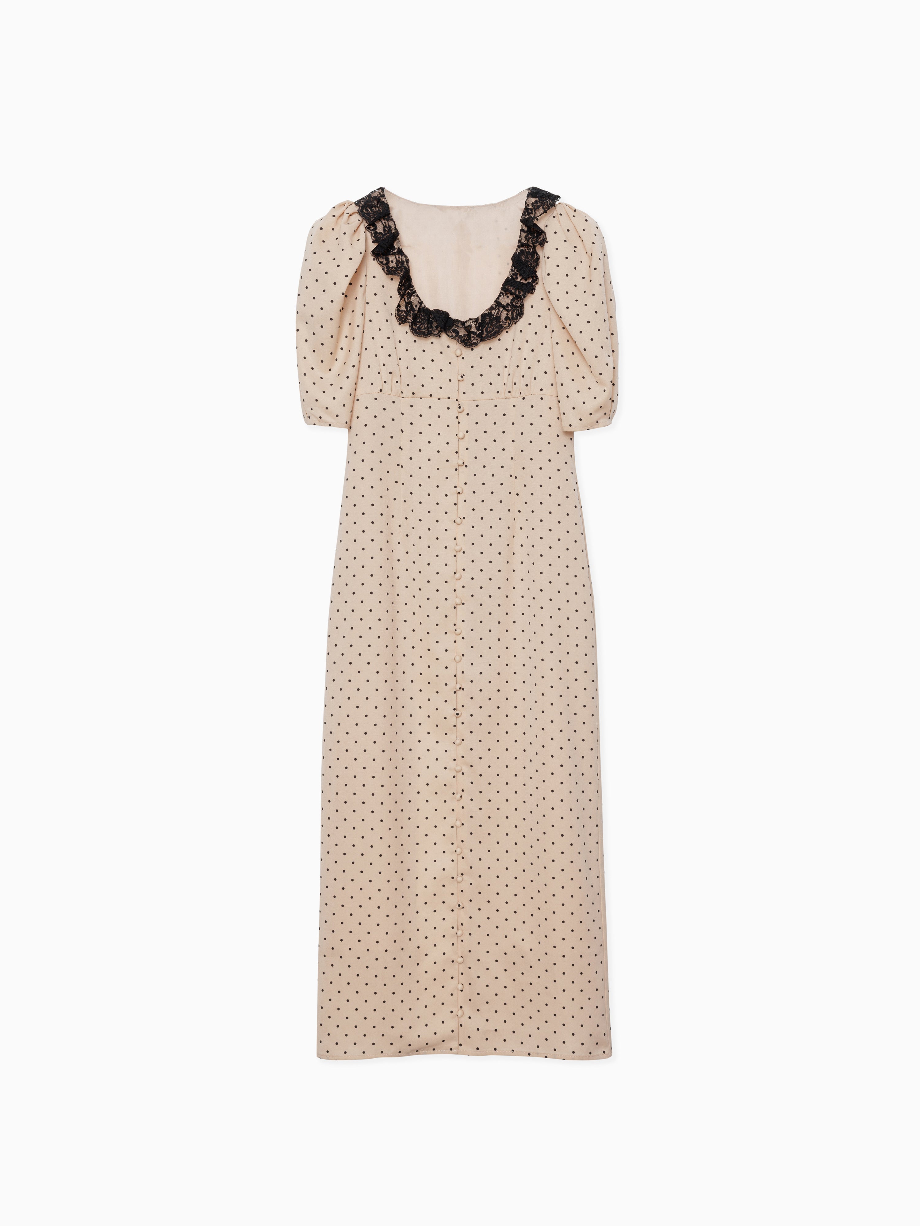 Decollete lace dress ベージュ