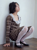 Hem lace sabrina pants ブラウン size:M model:161cm 富樫かなえ