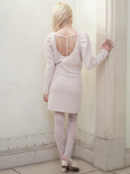 Back open shaggy knit mini dress ピンクベージュ size:M model:163cm MINAMI