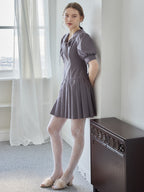 Low waist pleated mini dress グレー size:M model:171cm ANIUTA