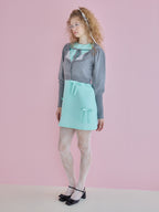 Many ribbon satin mini dress グリーン size:M model:173cm Olesia