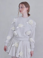 Many rose sweat top グレー size:M model:173cm ALINA