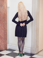 Low waist pleated glitter knit dress ブラック size:M model:163cm MINAMI
