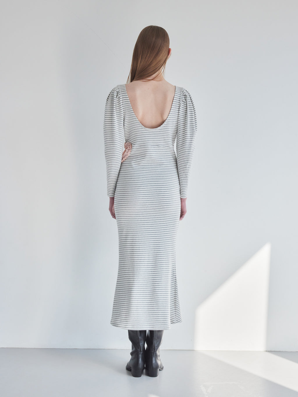 I miss you heart cut dress グレー