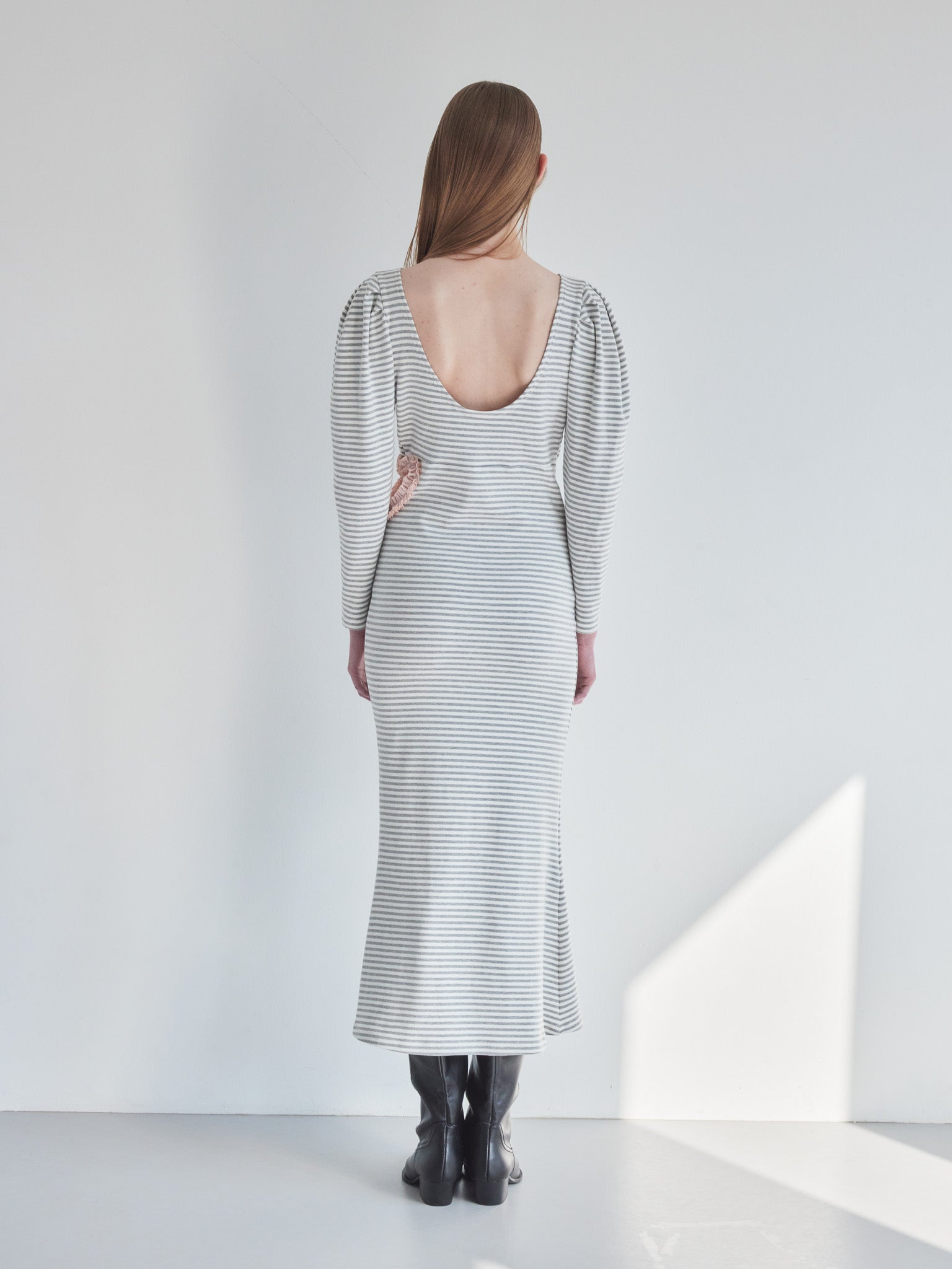 I miss you heart cut dress グレー