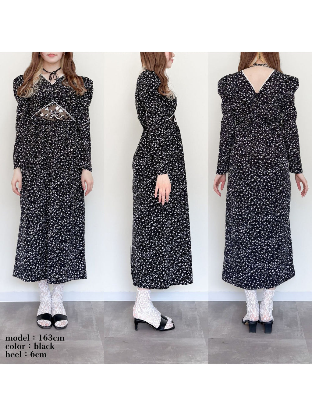 Tulip embroidered dress ブラック