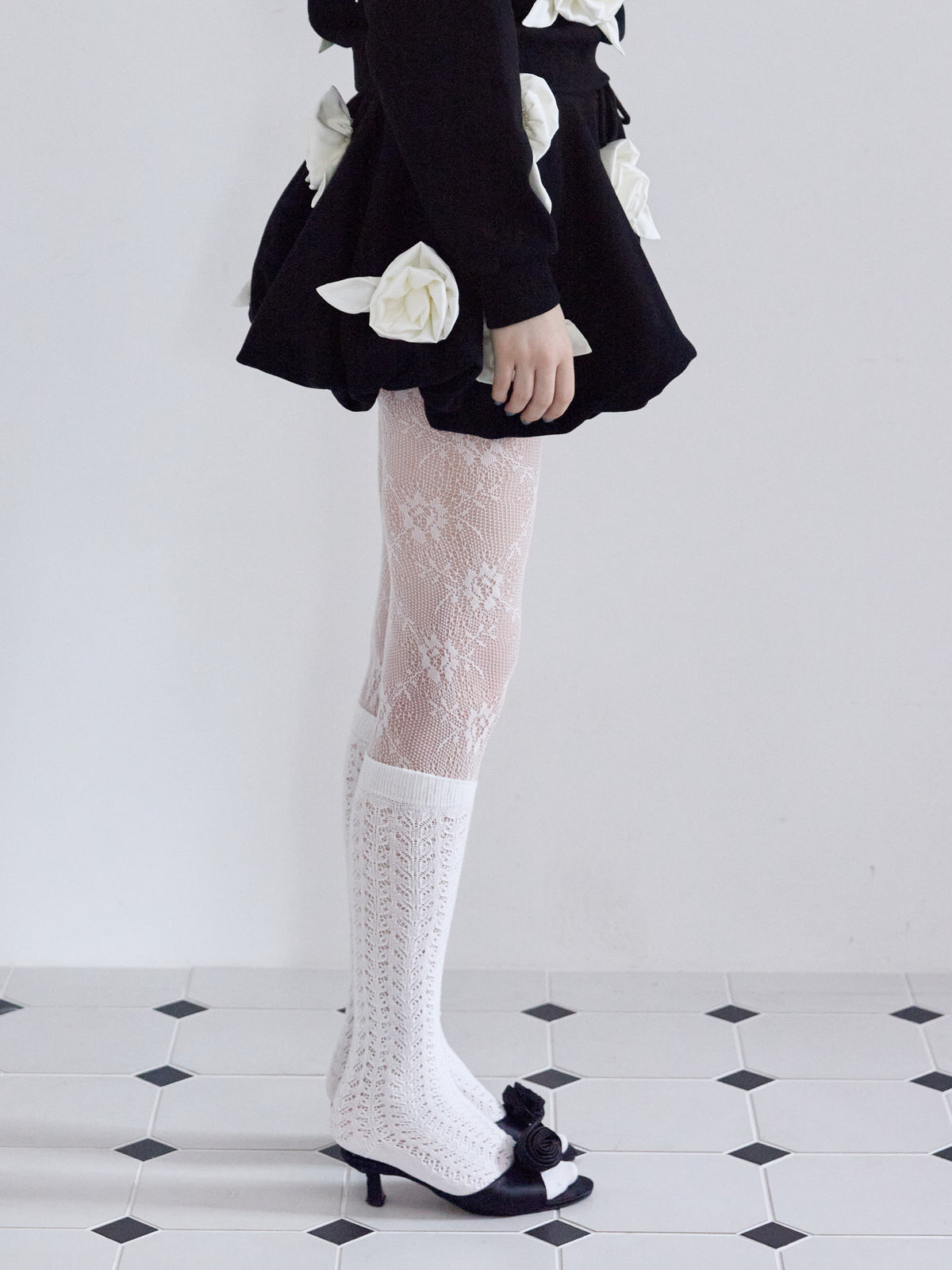 Many rose sweat balloon skirt ブラック size:M model:173cm ALINA