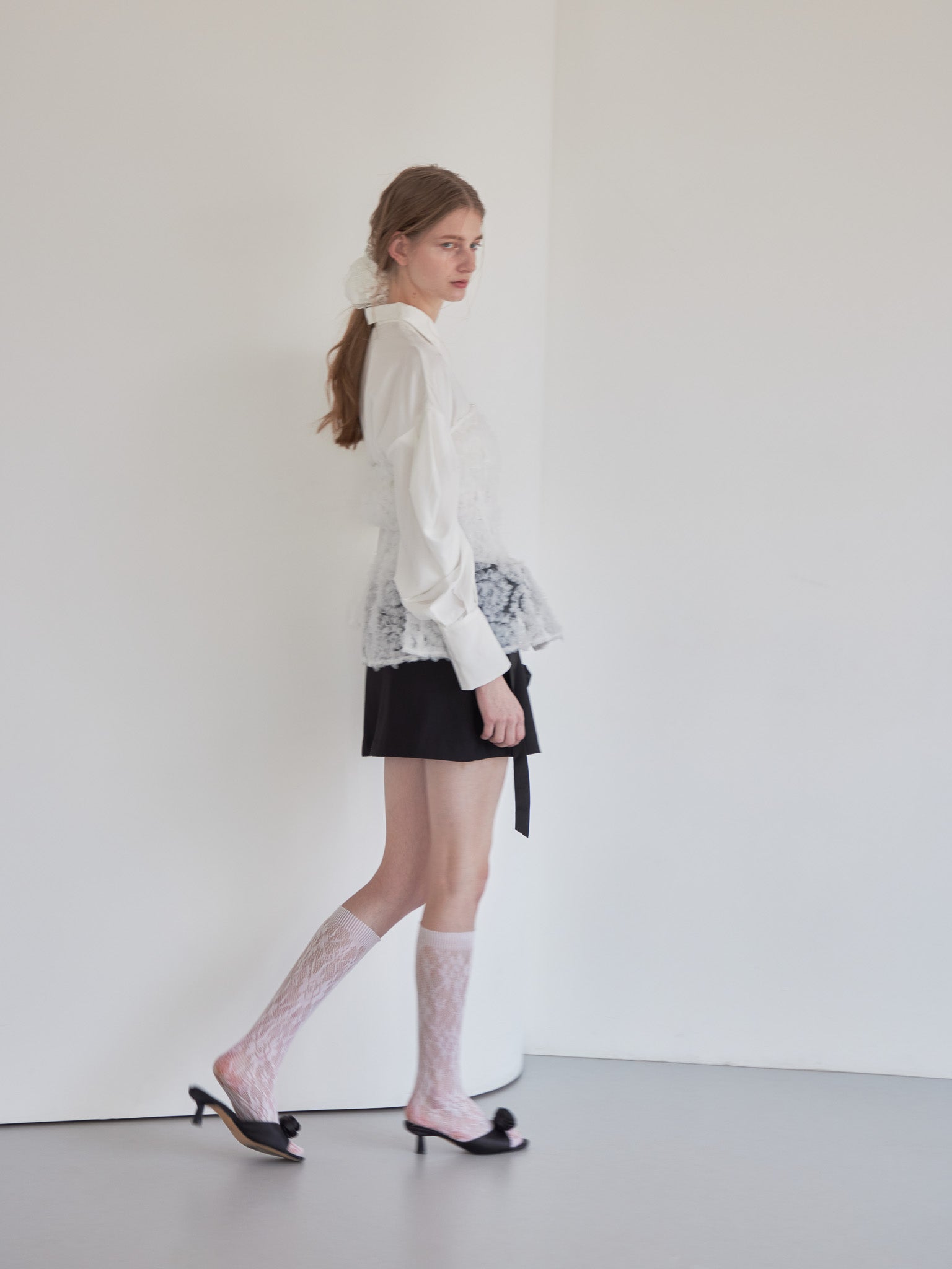Tulle bare top & shirt set ホワイト size:M model:174cm LERA