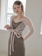 Mohair crochet ribbon cardigan ピンク size:M model:173cm DASHA.G