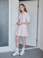 Low waist pleated mini dress ピンク size:M model:171cm ANIUTA