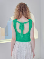 Back open shaggy knit tank top グリーン size:M model:173cm Olesia