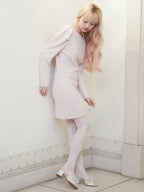 Back open shaggy knit mini dress ピンクベージュ size:M model:163cm MINAMI