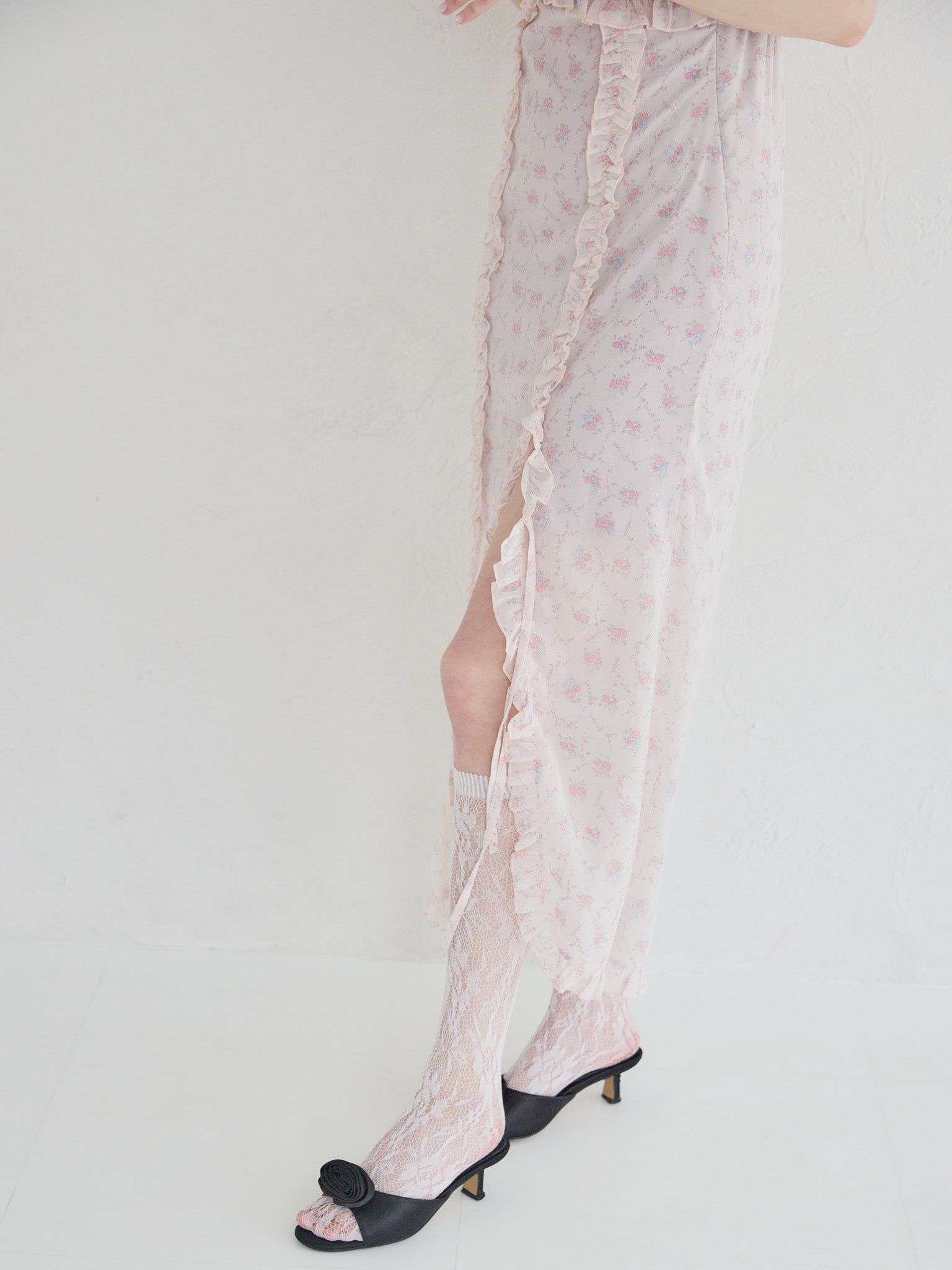 Frill slit cami dress ピンク size:M model:173cm Olesia