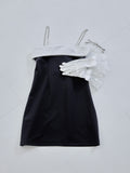 Rhinestone mini dress ブラック