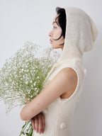Rose knit hoodie dress ホワイト size:M model:161cm 富樫かなえ