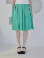 Ribbon slit pleated skirt グリーン size:M model:173cm Olesia