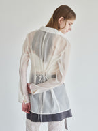 Ribbon sheer jacket アイボリー size:M model:174cm LERA