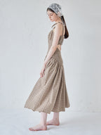 Gingham check back open dress ブラウン size:M model:170cm ALICE