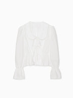 Front ribbon blouse ホワイト