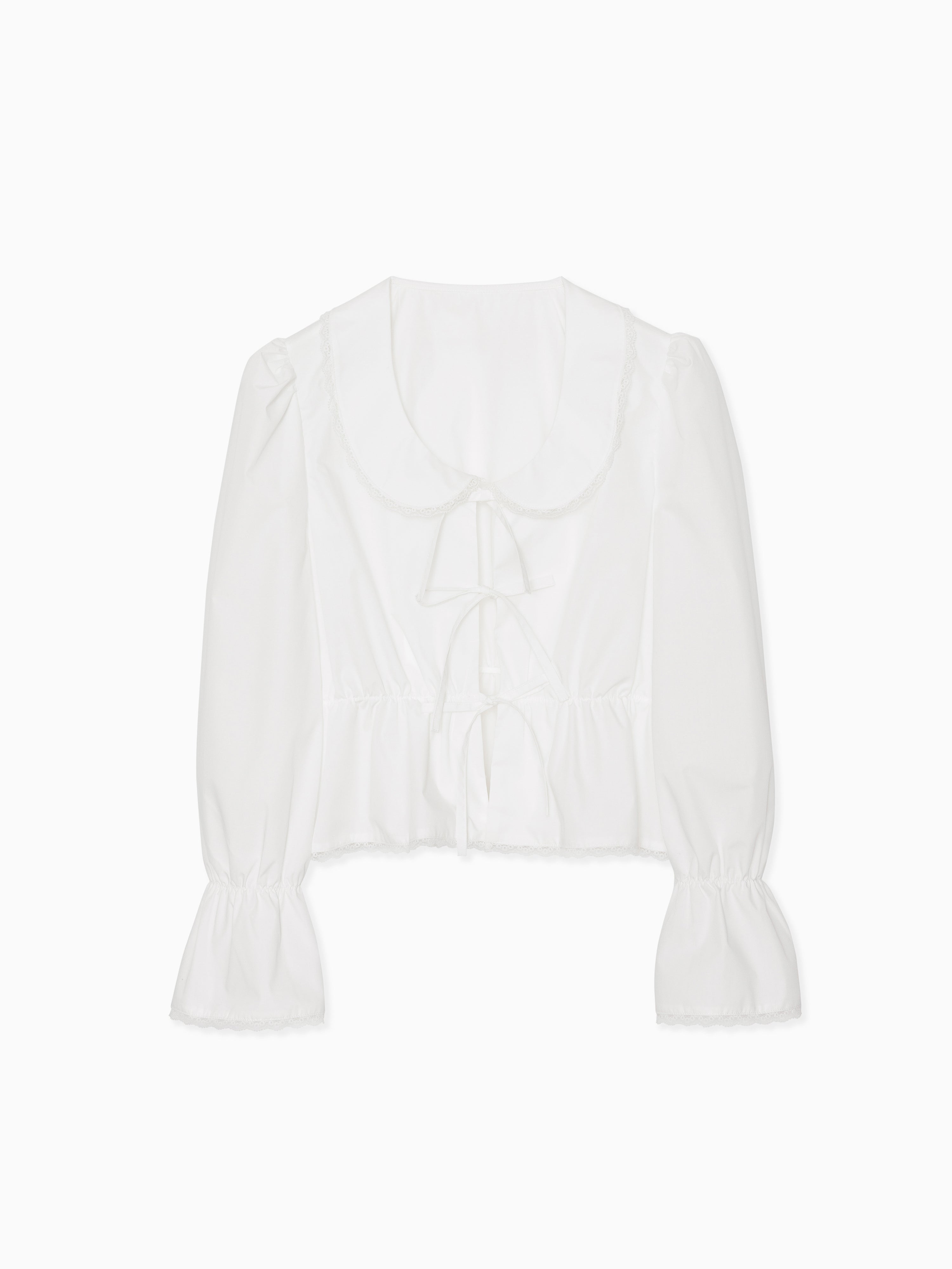Front ribbon blouse ホワイト