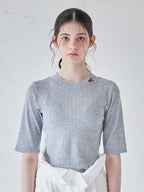 Rose embroidery eyelet short top グレー size:M model:170cm ALICE