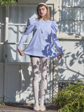 Tulip embroidered volume sleeve blouse ストライプ size:M model:174cm KATERYNA